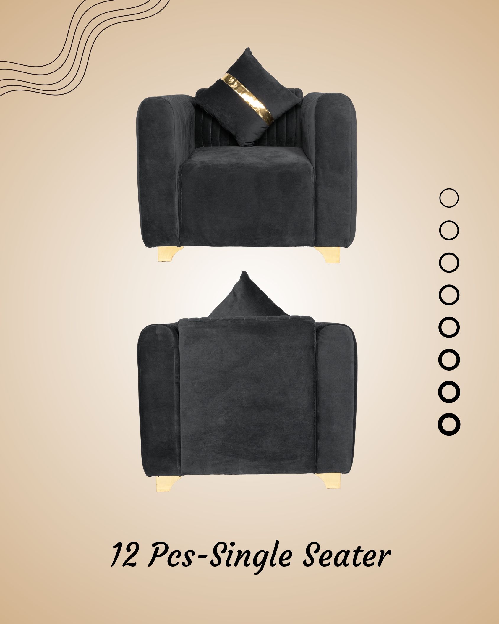 Phagun Decor Co - Single Seater Black Sofa